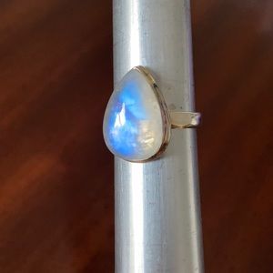 Sterling silver teardrop moonstone ring